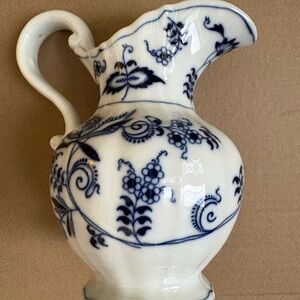 Blue Danube Japan Vintage Elegant Blue and White Floral Pitcher